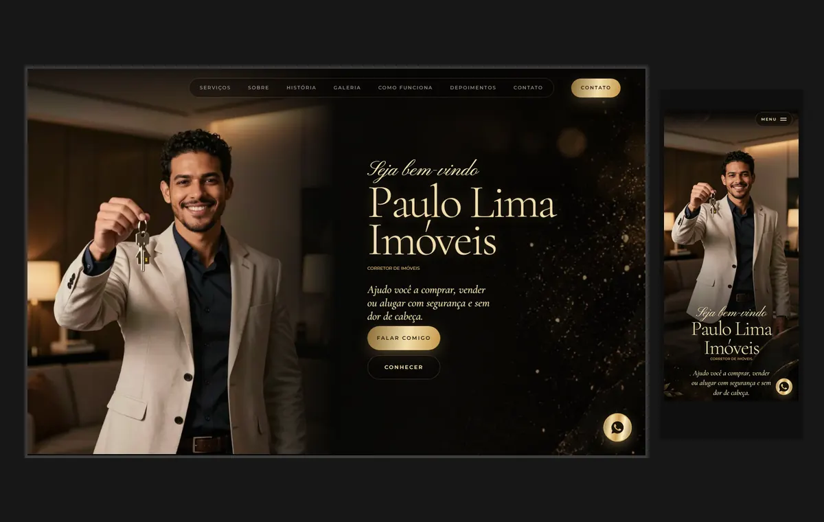 Site de corretor de imóveis no modelo Luxo Noite