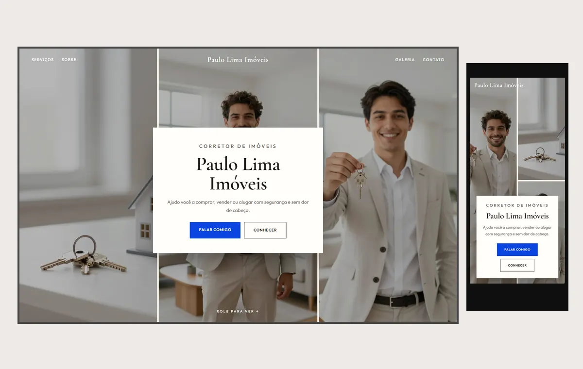 Site de corretor de imóveis no modelo Mosaico Areia