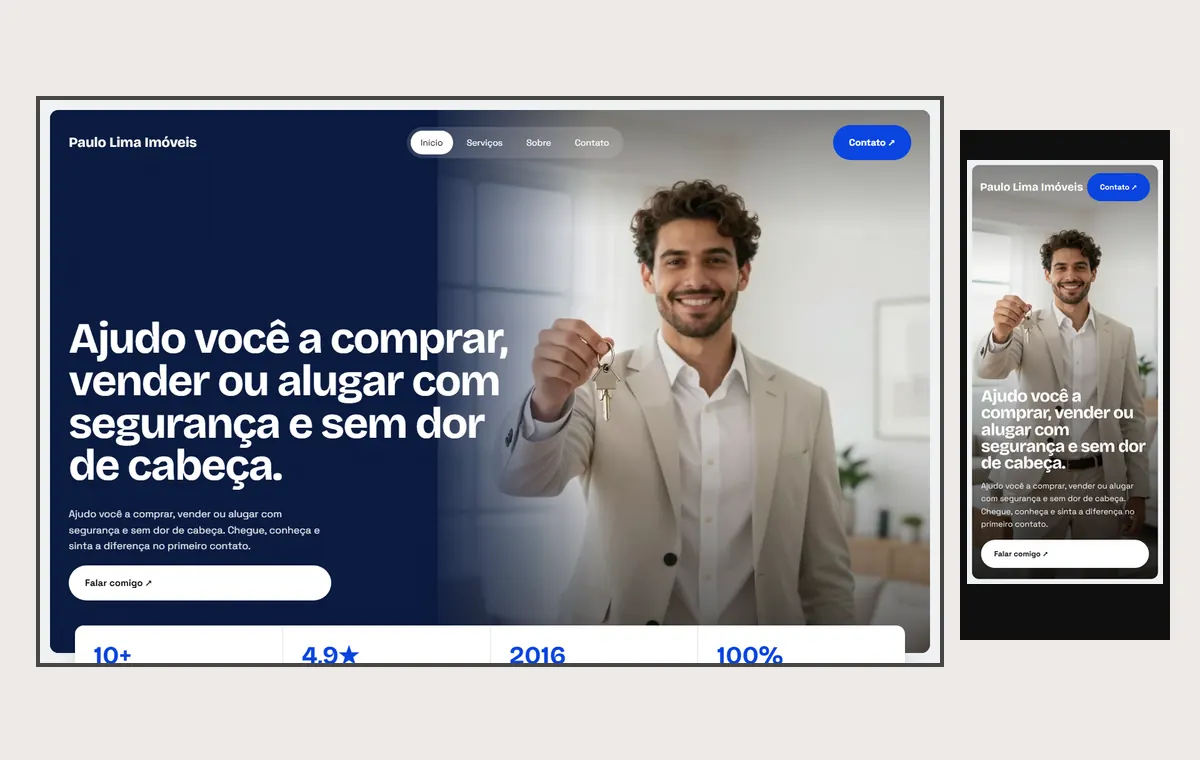 Site de corretor de imóveis no modelo Panorama Céu