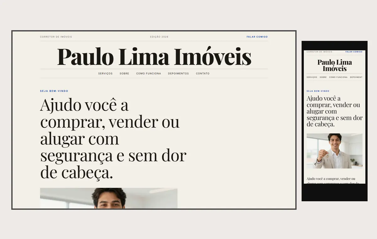 Site de corretor de imóveis no modelo Revista Linho