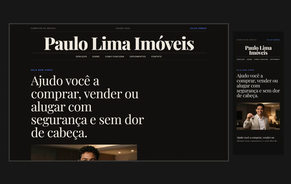 Site de corretor de imóveis no modelo Revista Ébano