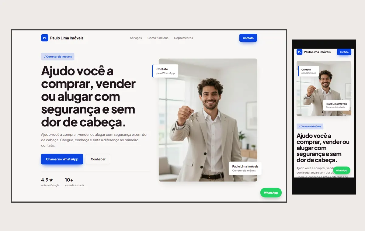 Site de corretor de imóveis no modelo Vitrine Aurora