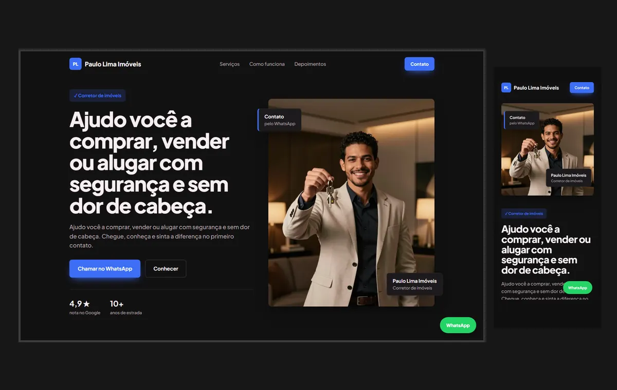 Site de corretor de imóveis no modelo Vitrine Neon
