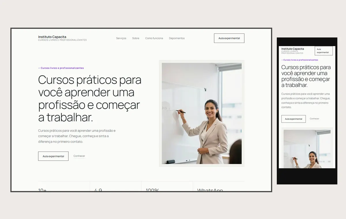 Site de cursos livres e profissionalizantes no modelo Clean Nuvem