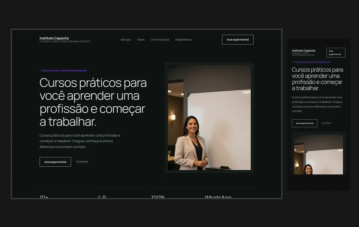 Site de cursos livres e profissionalizantes no modelo Clean Grafite