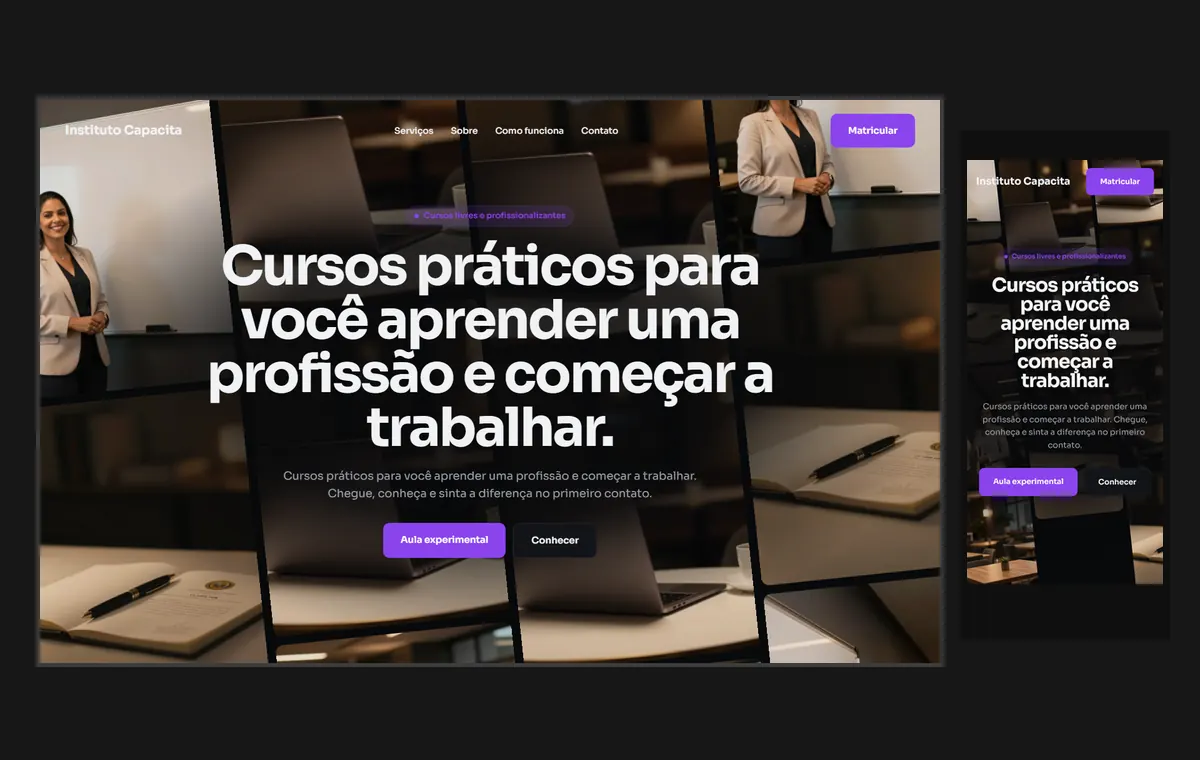 Site de cursos livres e profissionalizantes no modelo Fluxo Noite