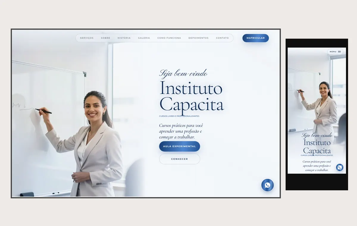 Site de cursos livres e profissionalizantes no modelo Luxo Dia