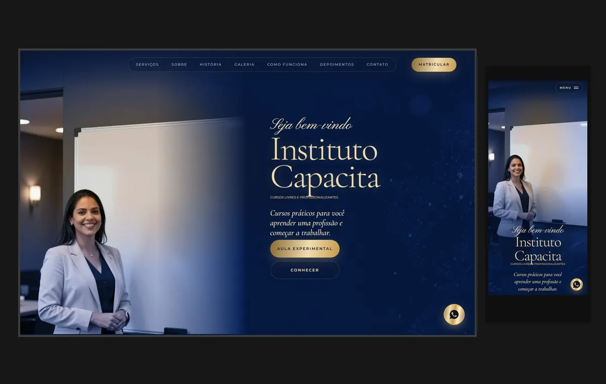Site de cursos livres e profissionalizantes no modelo Luxo Noite