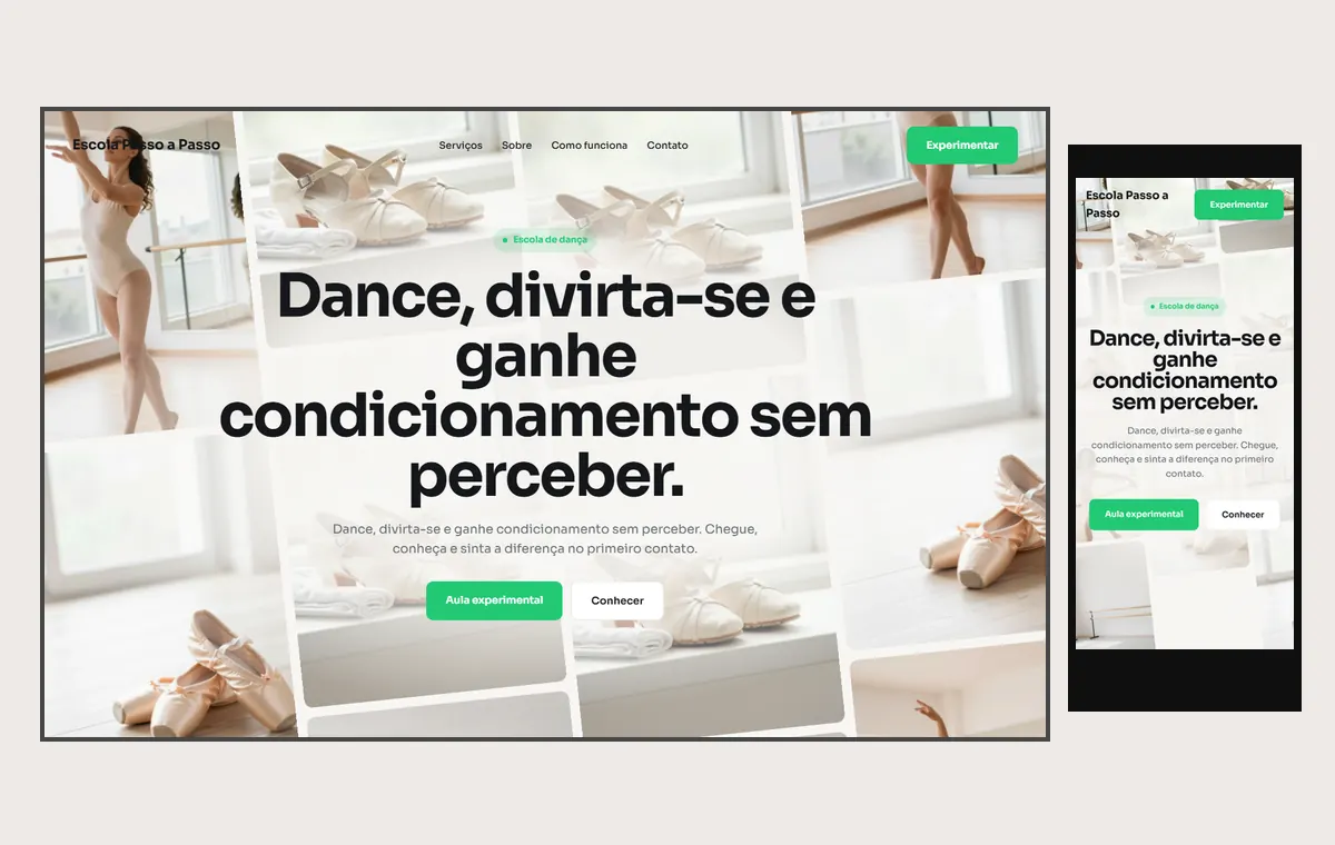 Site de escola de dança no modelo Fluxo Brisa