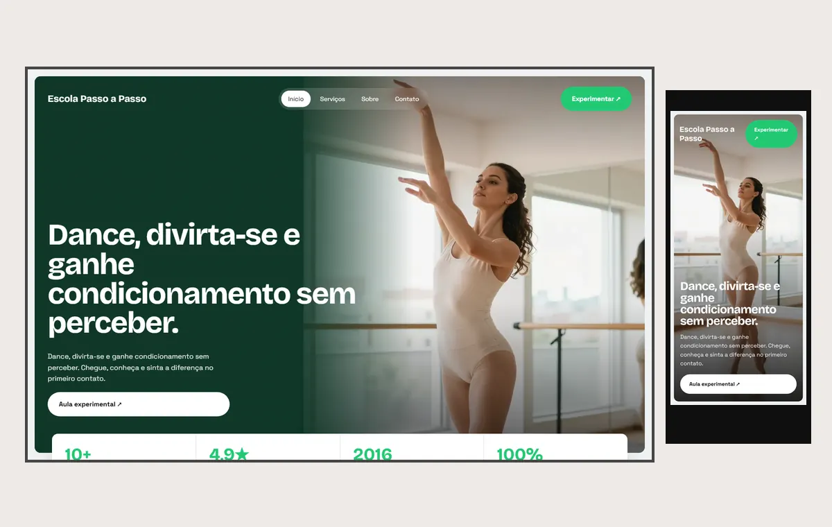 Site de escola de dança no modelo Panorama Céu