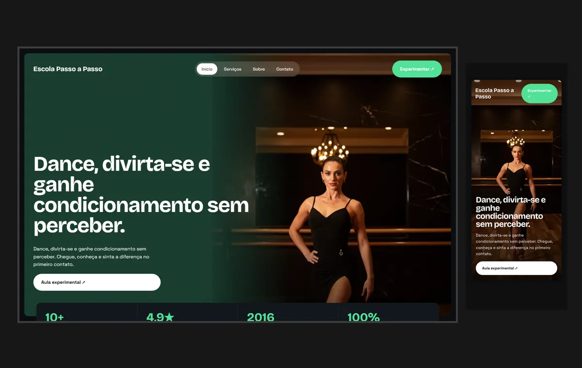 Site de escola de dança no modelo Panorama Lua