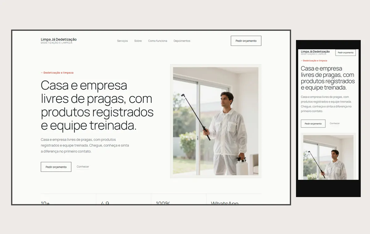 Site de dedetização e limpeza no modelo Clean Nuvem