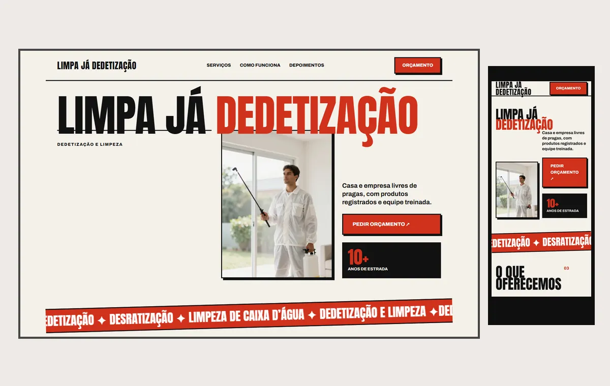 Site de dedetização e limpeza no modelo Impacto Sol