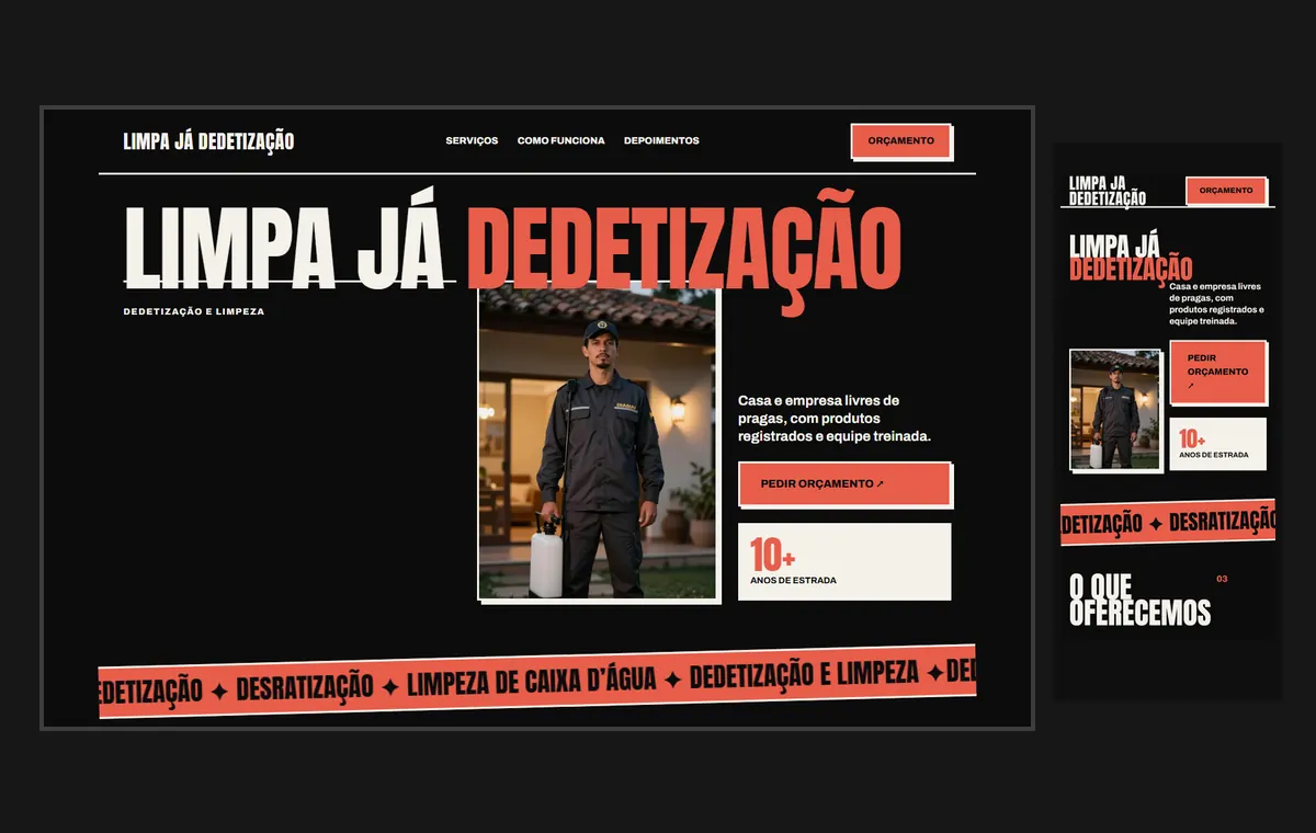 Site de dedetização e limpeza no modelo Impacto Eclipse