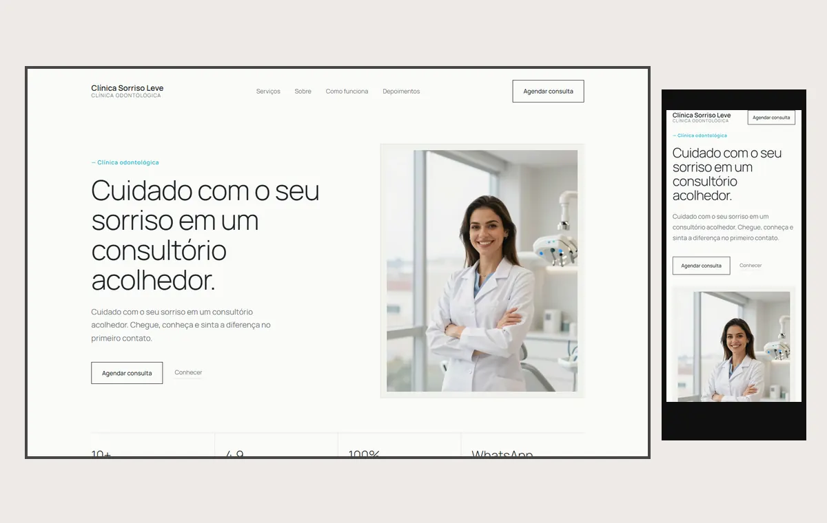 Site de dentista no modelo Clean Nuvem
