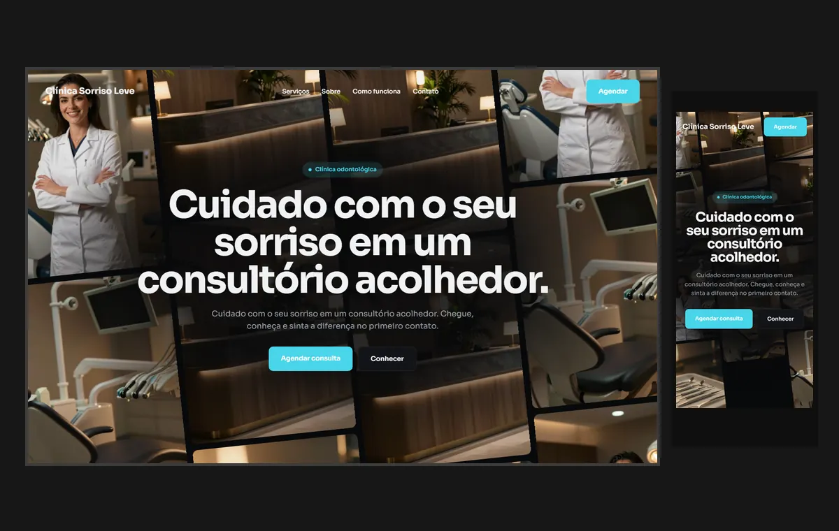 Site de dentista no modelo Fluxo Noite
