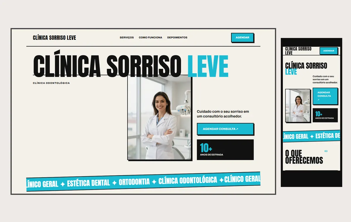 Site de dentista no modelo Impacto Sol