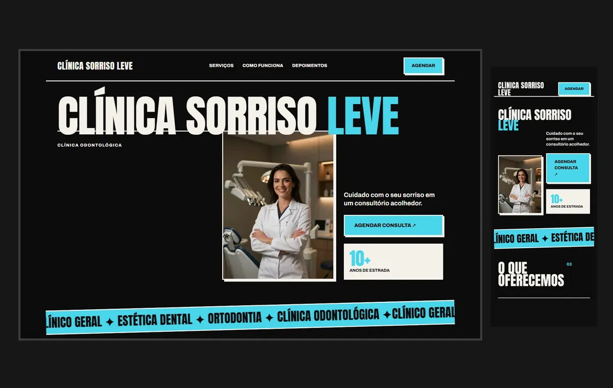 Site de dentista no modelo Impacto Eclipse