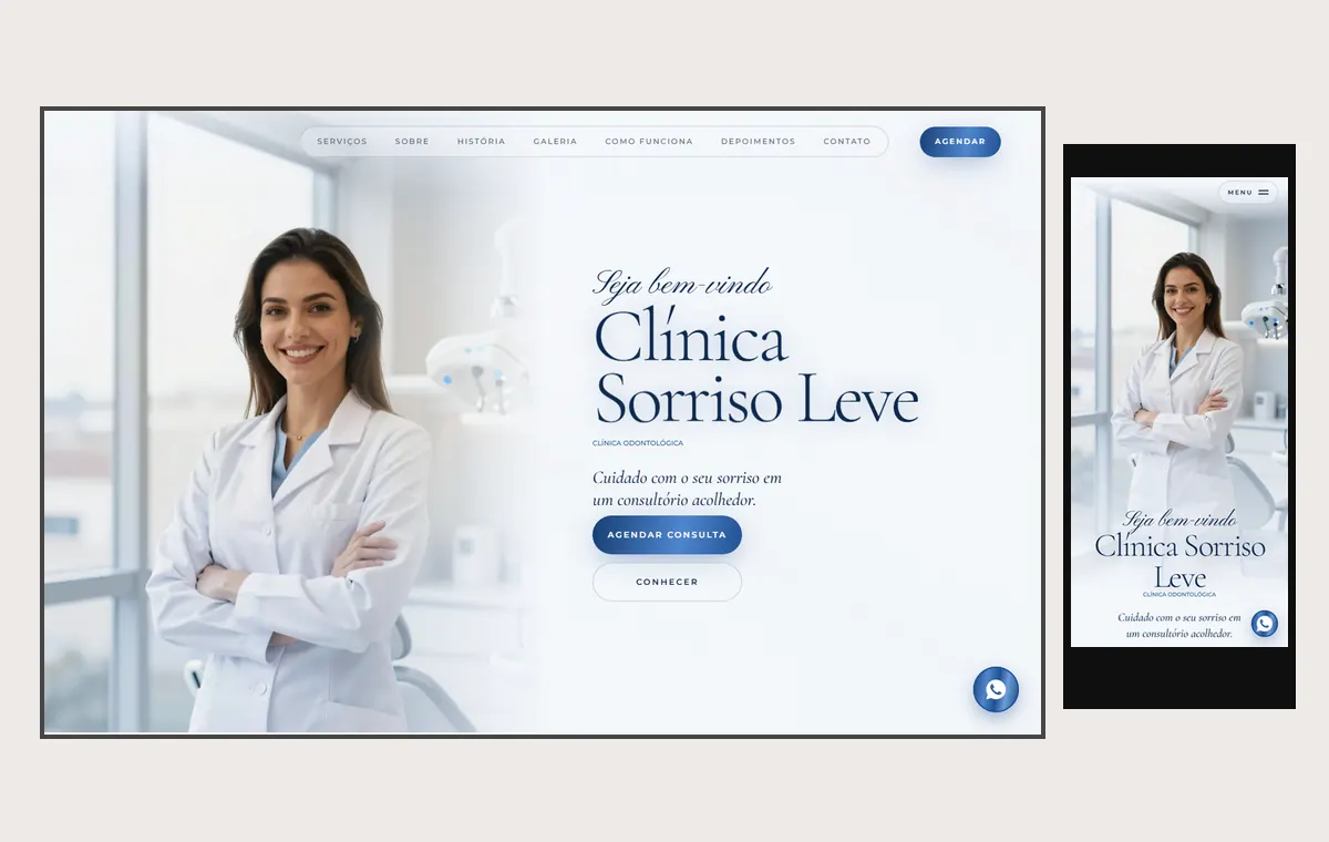 Site de dentista no modelo Luxo Dia
