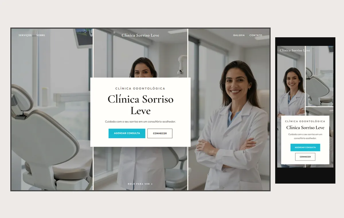 Site de dentista no modelo Mosaico Areia
