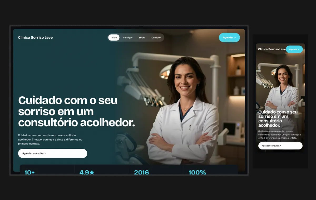 Site de dentista no modelo Panorama Lua