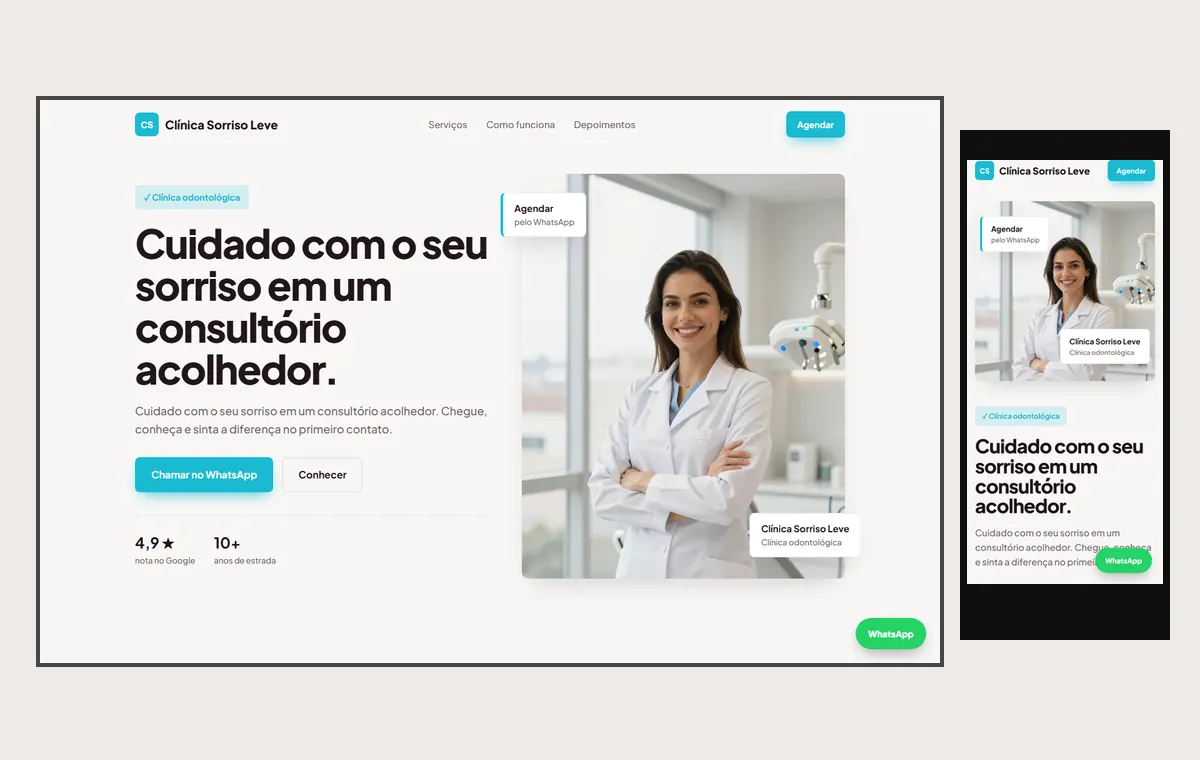 Site de dentista no modelo Vitrine Aurora