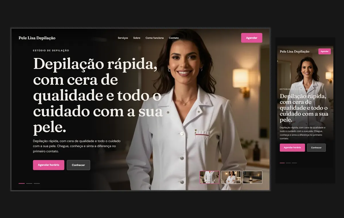Site de depilação no modelo Cinema Noite