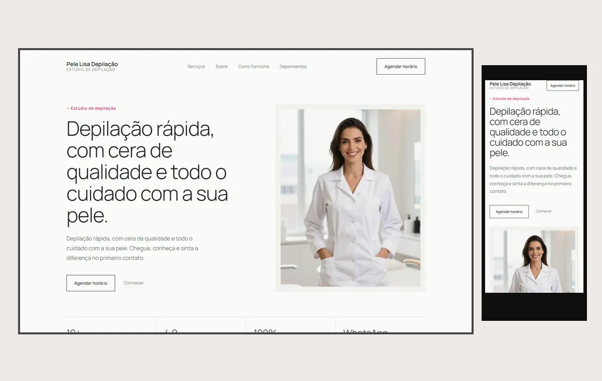 Site de depilação no modelo Clean Nuvem