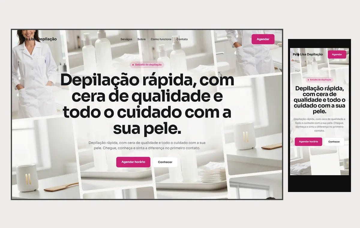 Site de depilação no modelo Fluxo Brisa