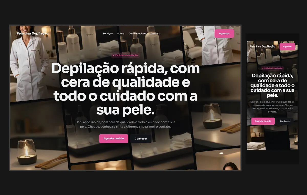Site de depilação no modelo Fluxo Noite