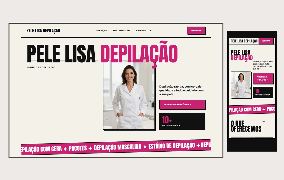 Site de depilação no modelo Impacto Sol