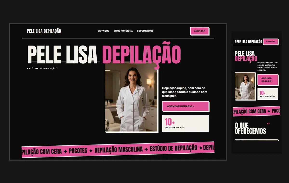 Site de depilação no modelo Impacto Eclipse