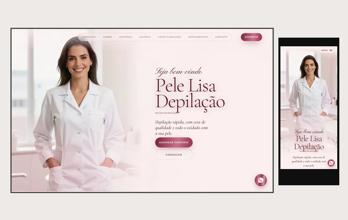 Site de depilação no modelo Luxo Dia