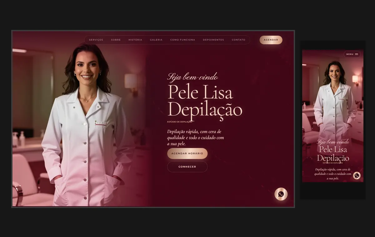 Site de depilação no modelo Luxo Noite