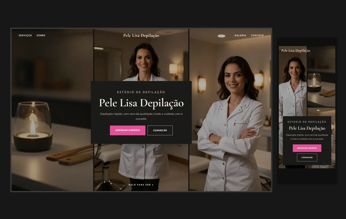 Site de depilação no modelo Mosaico Carvão