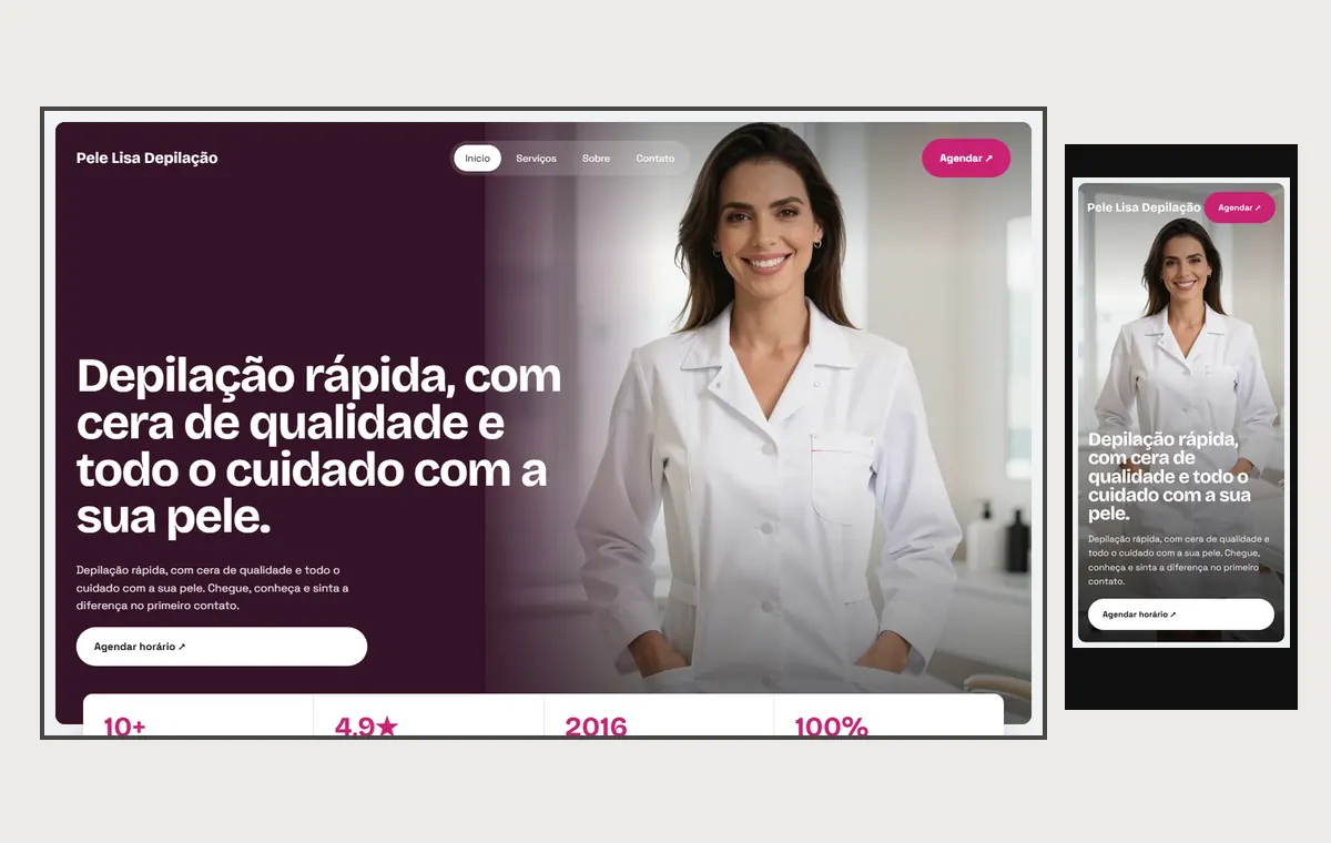 Site de depilação no modelo Panorama Céu