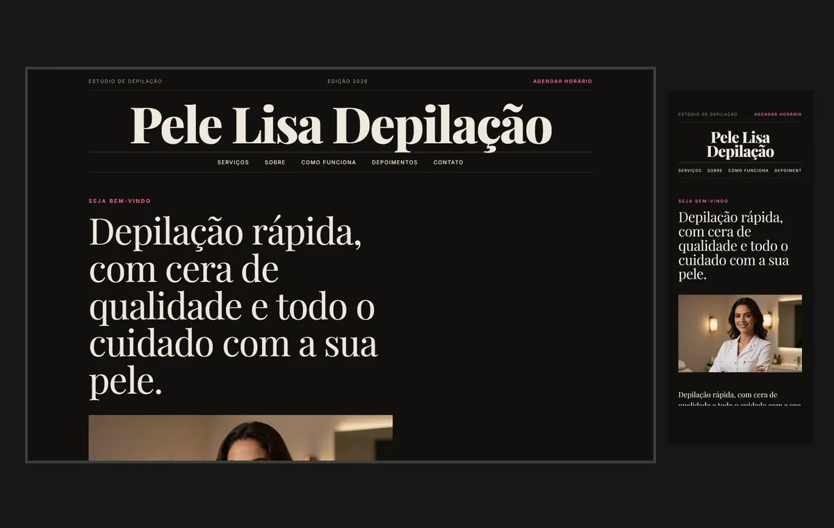 Site de depilação no modelo Revista Ébano