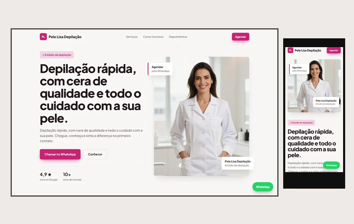 Site de depilação no modelo Vitrine Aurora