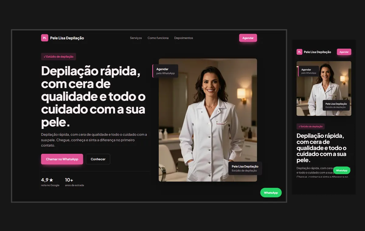Site de depilação no modelo Vitrine Neon