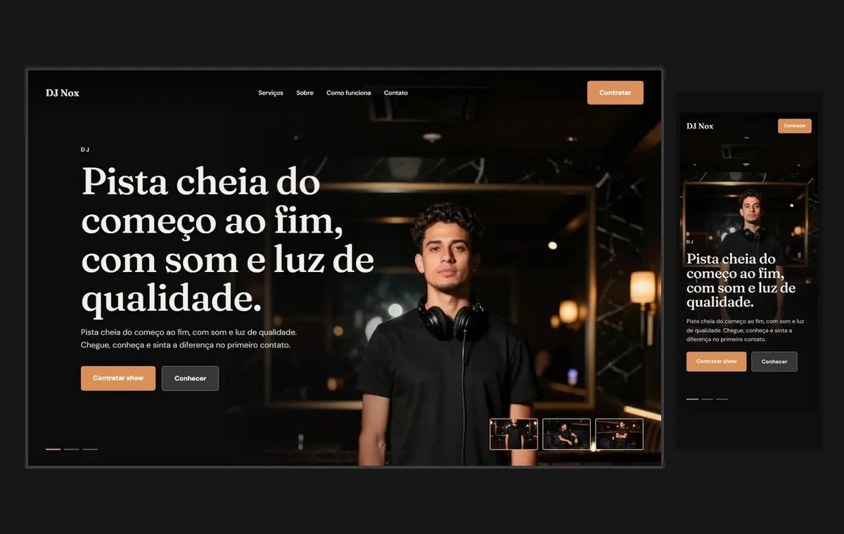 Site de dj no modelo Cinema Noite
