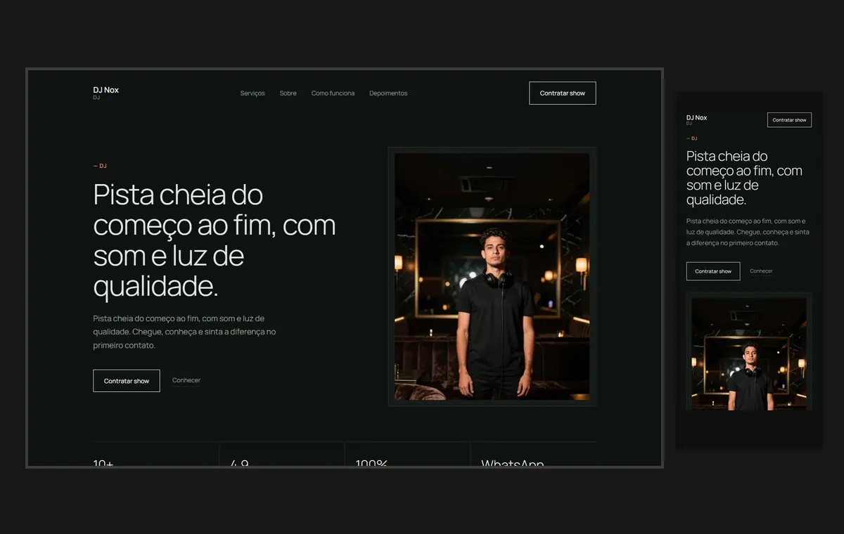 Site de dj no modelo Clean Grafite