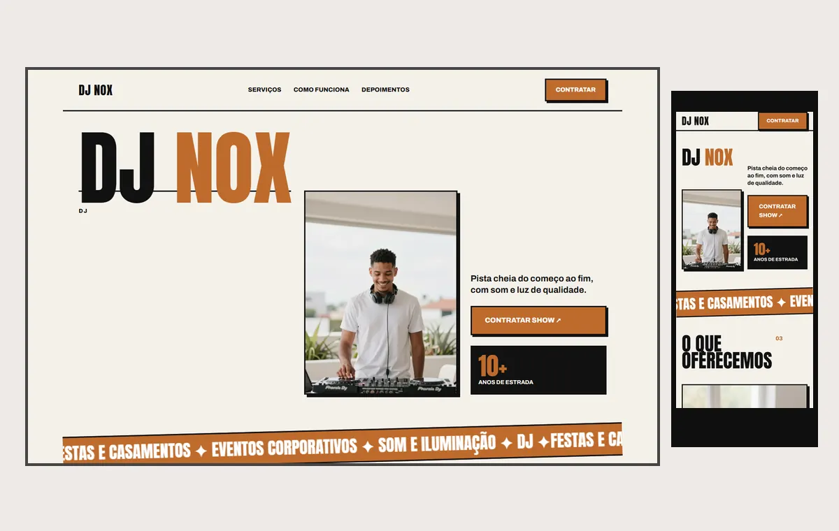Site de dj no modelo Impacto Sol