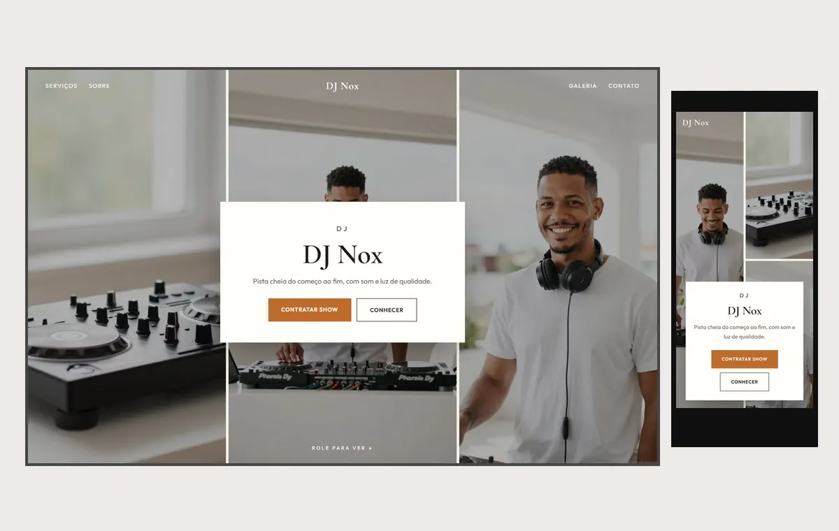 Site de dj no modelo Mosaico Areia