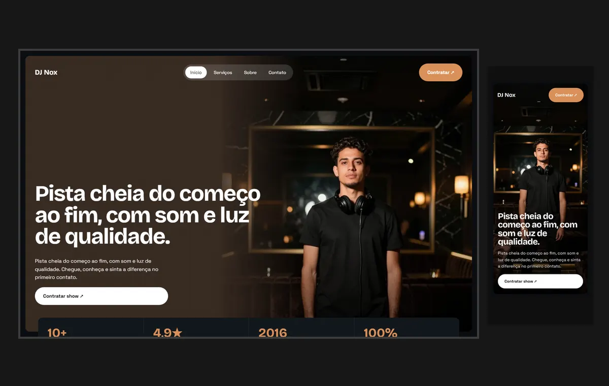 Site de dj no modelo Panorama Lua