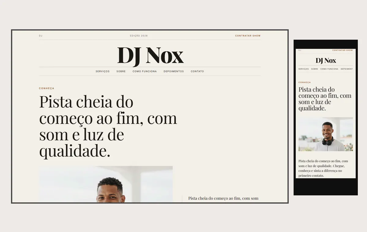 Site de dj no modelo Revista Linho