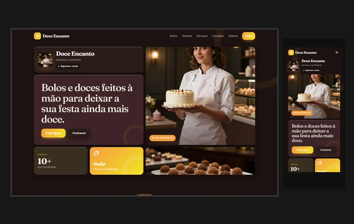 Site de escola de idiomas no modelo Bento Noite