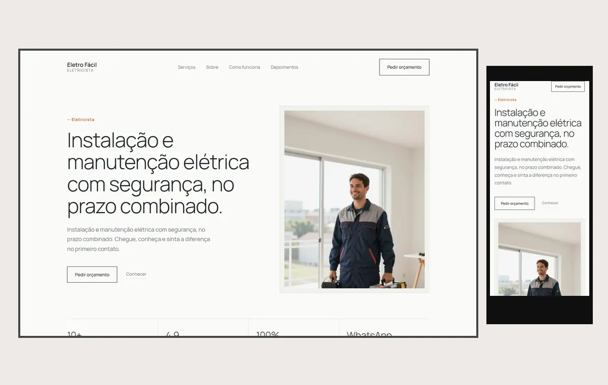 Site de eletricista no modelo Clean Nuvem