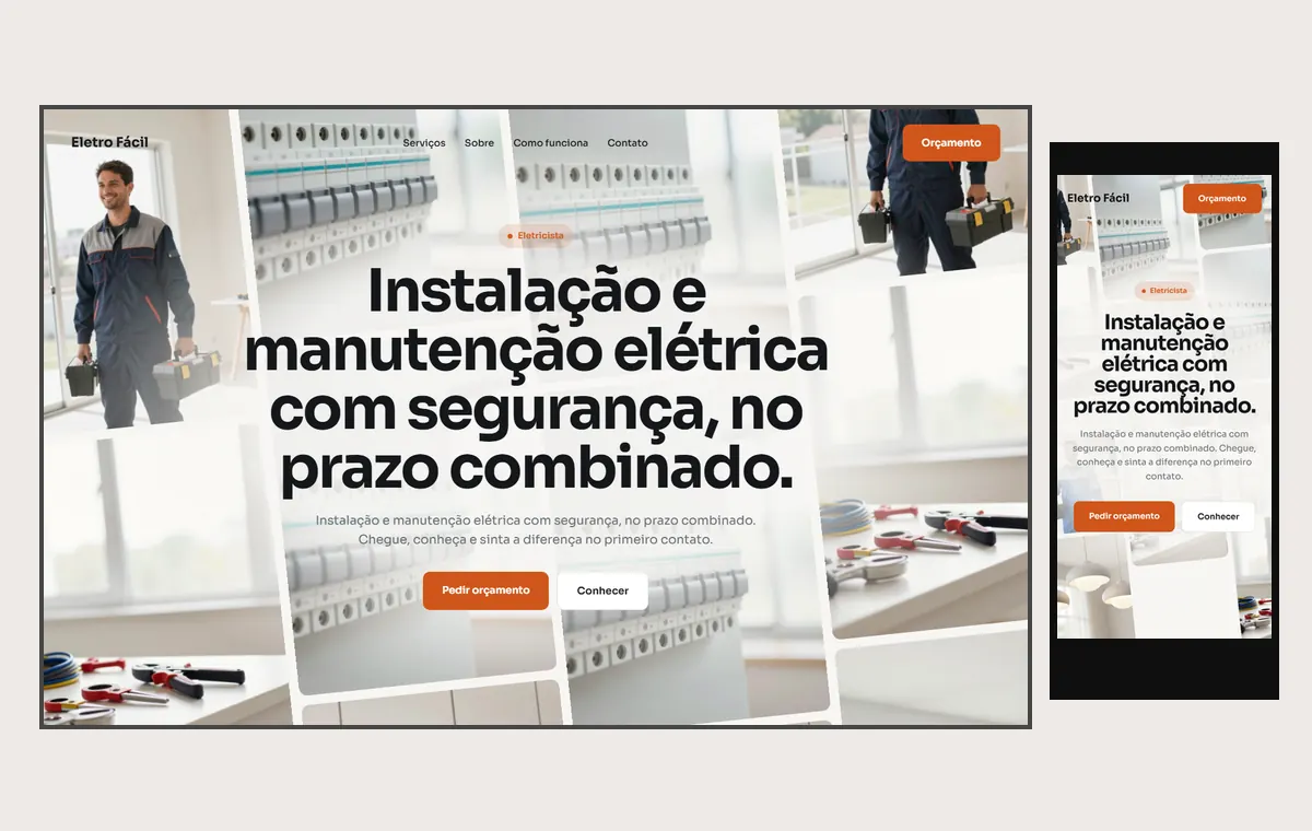 Site de eletricista no modelo Fluxo Brisa