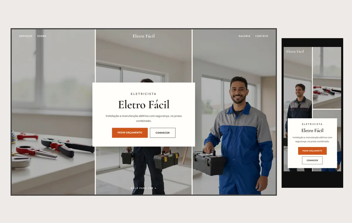 Site de eletricista no modelo Mosaico Areia