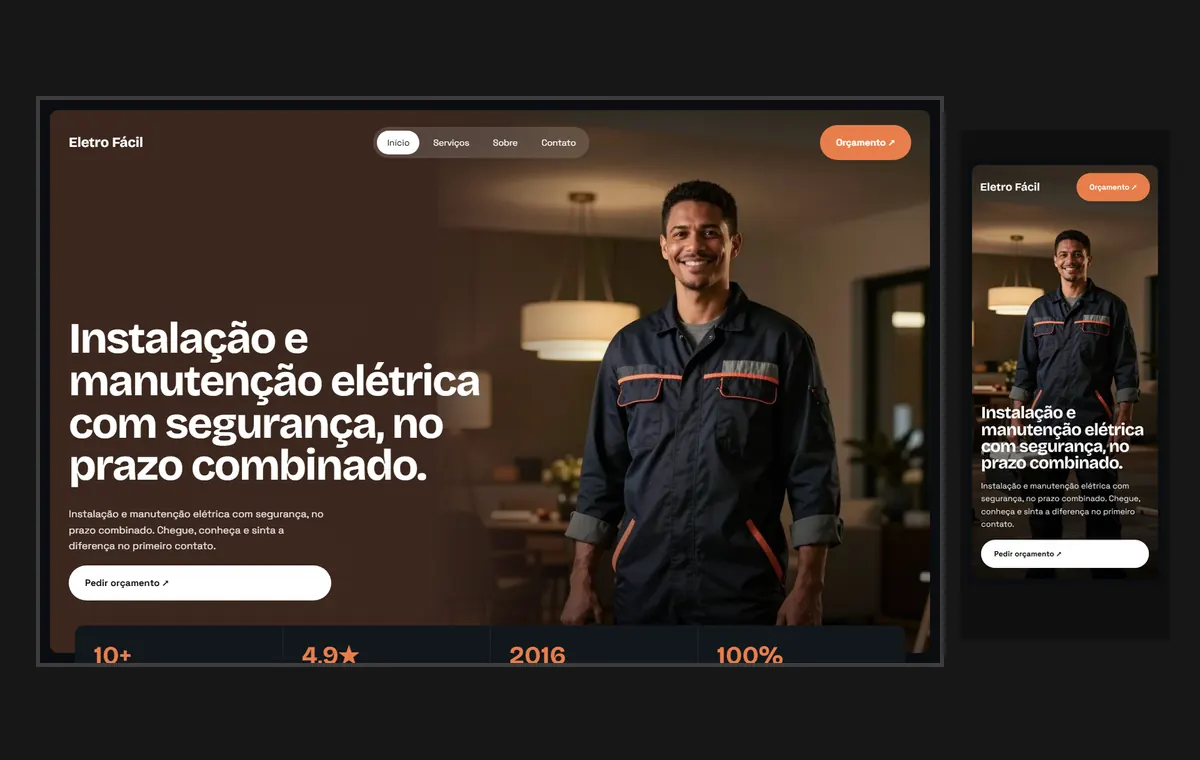 Site de eletricista no modelo Panorama Lua